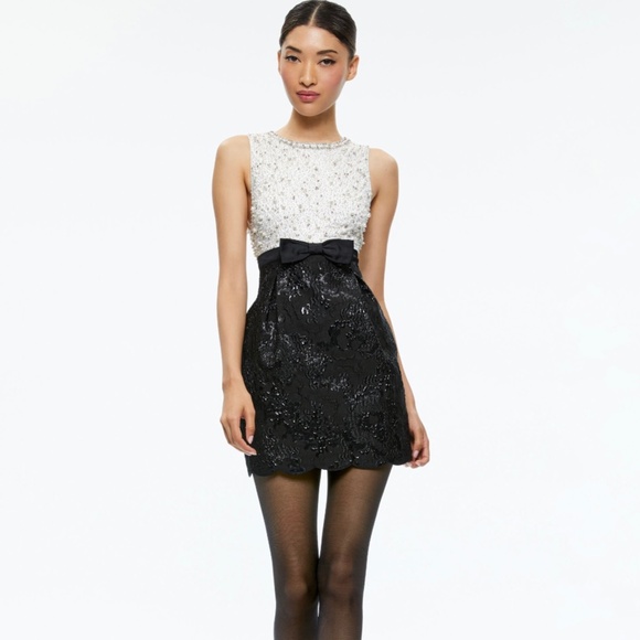 Alice + Olivia TRUE EMBELLISHED BODICE MINI DRESS - Picture 1 of 5